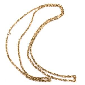 Vintage Crown Trifari Gold Tone Long Chain Necklace 55 Inch Layering Statement